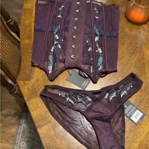 Thistle and Spire Deep Purple Embroidered Panty Set